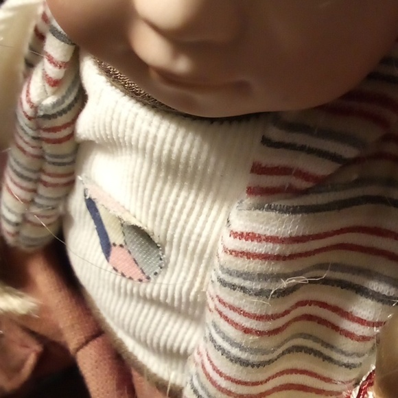 Collectable Memories Porcelain Doll "Jackie" W/Wooden Rocking Horse Vintage - Picture 12 of 14